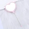 Espejo de Maquillaje de Mano con Forma de Corazón DIY Espejo con Perlas Portátil Espejo de Maquillaje de un Solo Lado Espejo de Maquillaje de Corazón de Plástico Venta al por Mayor