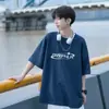 Camiseta Retrô Americana de Algodão Puro com Manga Curta para Homem, Novo Estilo Verão 2026, Solta, Casual, Versátil, Camiseta de Manga Meia para Homem