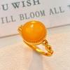 Anillo Guofeng vintage de plata de ley 925 con cera de abejas antigua amarilla y aceite de pollo y miel natural