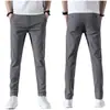 Pantalones rectos de seda de hielo para hombre, verano, delgados, de secado rápido, pantalones para hombre holgados, drapeados, de pierna ancha, talla grande, pantalones deportivos casuales