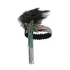 Diadema de Plumas Estilo Gatsby de los Años 20 Diadema de Borlas Retro Europea y Americana Diadema para Fiesta Vacaciones Baile Accesorios para el Cabello
