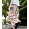 Pantalones Casuales de Verano Ligeros de Corte Holgado de Cintura Alta Estilo Coreano Estilo Perezoso de Tencel Algodón Caída Pierna Ancha