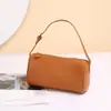 Nova bolsa pequena popular de couro genuíno, bolsa redonda natural de couro bovino de camada superior, bolsa de mão feminina casual, bolsa transversal tipo travesseiro