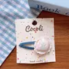 Estilo Coreano Infantil Primavera y Verano Estampado Bordado Tela Asimétrica Relleno de Algodón Geométrico Pasador Niñas Animal Pato Pinza de Pato Cuerda