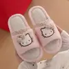 Estilo Novo de Primavera Desenho Animado Gatinho Fofo Estampa de Leopardo Laço Pantufas Femininas para Casa Antiderrapante Respirável Pantufas de Linho