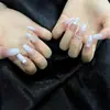 Unhas Amêndoa Vestíveis, Unhas Longas Estilo Europeu e Americano, Estilo Doce e Cool, Arte de Unha com Pedraria Estrela Cruz Preto e Branco, Pontas de Unha Postiça, Adesivos de Unha