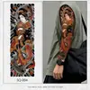 Pegatina de tatuaje temporal Qinglong estilo japonés Hannya Koi Sakura Geisha floral de brazo completo, impermeable y de larga duración, para hombres y mujeres