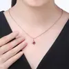 Colgante con patrón chapado en oro rosa de 18 quilates, colgante de zafiro rojo, collar con temperamento, colgante de tesoro de color, regalo de trama madre