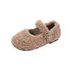 Zapatos de vestir franceses 2025 otoño e invierno nuevos versión coreana para niñas con felpa adicional zapatos de princesa suela blanda zapatos tipo mocasín zapatos de algodón