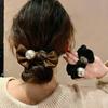 Coletero de alta calidad con forma de lazo, perla, diamante cuadrado, aro para el pelo, coleta alta, cuerda para la cabeza, banda de goma para la cabeza, coletero femenino