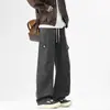 Calça Cargo Casual Americana de Algodão Puro Versátil para Homens, Calças Retas de Perna Larga para Primavera e Outono, Calças Longas com Caimento de Marca Tendência, Novo Estilo 2025