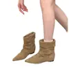 Botas de gamuza Meilad para mujer que aumentan la altura, Botas Martin, Nueva colección Otoño/Invierno 2026, Botines estilo Western, Botines cortos estilo coreano