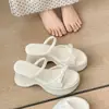 Sandalias de tacón alto con lazo francés y suela gruesa para mujer, calzado de exterior, nuevo estilo de hada 2026, chanclas de cuña