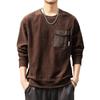 Sudadera de Patchwork de Pana Estilo Retro Americano de Gama Alta para Hombre, Nueva Colección Otoño 2026, Suéter de Punto Pesado de Marca de Tendencia para Hombre