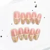 Uñas Ovaladas Estilo Francés Gato Amarillo Ojo de Gato Hechas a Mano Nuevas Simples de Alta Gama Almendra Frescas Usables Que Muestran Blancura y Versátiles Elegantes