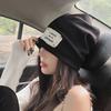 Otoño e Invierno nuevo estilo coreano de celebridad de internet etiqueta de tela con letras gorro de montón gorro para el frío para el pelo de TikTok gorro fino de pareja para el encierro para niños