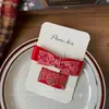 Novo Estilo Coreano Vermelho Doce Laço Novo Ano Grampo de Cabelo Crianças Tecido Feito à Mão Lateral Franja Clipe