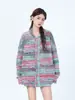 Suéter retro a rayas de colores estilo americano para mujer, colección otoño/invierno 2026, con un cárdigan de punto de manga larga, holgado y de alta gama, con un diseño moderno