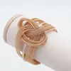 Pulseiras Exageradas de Moda Transfronteiriça Europeia e Americana para Mulheres, Correntes de Malha de Moda Personalizadas, Pulseiras Abertas Enroladas em Camadas Múltiplas Atacado