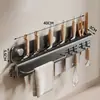 Estante para cuchillos de cocina sin taladro, estante multifuncional para cuchillos montado en la pared con portapalillos integrado, estante de almacenamiento con ventosa