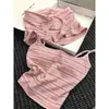 Pijama rosa dulce y femenino con almohadillas en el pecho para mujer, nuevo estilo verano 2026, conjunto de camisola y shorts para casa, apto para salir
