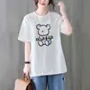 Camiseta de Manga Corta 100% Algodón Puro para Mujer 2026 Nuevo Verano Holgada Talla Grande de Longitud Media Top de Moda que Cubre los Glúteos Ins