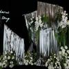 Boda Stretch Estampado en Caliente Tela Nicho Diseño Sitio de Boda Manto de Tela Plateada Brillante Tela para Manto Fondo de Escenario Decoración de Techo