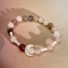 Pulseira de Aço Titânio Pedra da Lua Design de Nicho Olho de Gato Contas Pulseira de Casal Estilo Frio Pulseira de Menina de Alta Qualidade