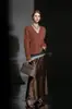 Loja Oficial Shanghai Dan Nong/Cardigã de Tricô Acetinado com Gola V em Cashmere de Toque Sofisticado, Casaco de Cashmere Suave e Elegante para Outono