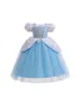 Vestido de Princesa Cenicienta Cenicienta para Niñas Frozen Elsa Malla Abullonada Bordado Vestido para el Día del Niño Infantil