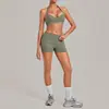 Conjunto de Ropa de Yoga Qiu Sha con Pliegues Invisibles, Cuello Halter, Cintura Alta, Ajuste Ceñido, Conjunto Deportivo que Realza los Glúteos para Mujer 7229+8402