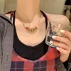 Colar de Suéter Longo Vintage com Contas e Pingente de Coração para Mulheres, Acessório de Corrente para Clavícula Versátil Estilo Étnico Tendência