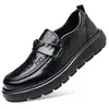 Nuevos Zapatos de Cuero Casuales para Hombre Otoño e Invierno Estilo Británico Retro Cuero Genuino Suela Gruesa Mocasines Suela Suave Antideslizantes Aumentadores de Altura Zapatos de Conducir