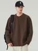 Camiseta de Manga Larga con Cuello Henley para Hombre Anyang 2026 Otoño Nueva Color Sólido Corte Holgado Pulóver Capa Base Camiseta Casual