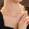 Colar de Pérolas Tendência Moda Luxo Leve Design de Nicho Pingente Elegante Versátil Corrente para Clavícula Exquisito Novo Modelo 2024