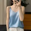 Camisola de Verano para Mujer, Camisola de Acetato, Sexy Escote en V, Chaleco de Satén sin Mangas, Moderno y Versátil