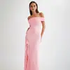 Top de Tubo Primavera y Verano Estilo Europeo y Americano de un Solo Hombro con Volantes y Abertura de Malla Ajustado Largo para Mujer Venta al por Mayor