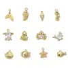 Colgante de Cobre Relleno de Oro de 14K Serie Vida Marina Hecho a Mano para Pulsera Collar Colgante de Caracola Color Zirconio Conserva el Color