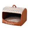 Caseta para Perros Tipo Cajón, Forrada de Felpa en Invierno para Mantener Caliente, Caseta para Gatos Espaciosa Semi-Cerrada, Caseta para Perros de Cuero Texturizado, Adecuada para Todas las Estaciones