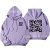 Sudadera con código QR de F **k You Código Europeo Transfronterizo Talla Grande para Hombre y Mujer Sudadera con Código QR Forrada de Felpa
