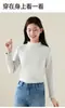 Nueva camiseta base de polar engrosado para otoño e invierno para mujer, con polar extra, alta elasticidad, adelgazante, a prueba de frío, top de cuello medio