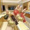 Llavero de Dibujos Animados de Oro Puro 999 Riqueza Instantánea Colgante para Bolso Chapado en Oro Regalo Promocional de Tienda para Clientes