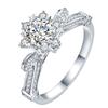 Anillo de Garra en Forma de Corazón de Diamantes Completos Copo de Nieve Mago Zircón Lujo Atmosférico Juego de Grupo con Anillo de Diamante Moissanita de Imitación de 3 Quilates para Mujer
