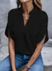 Transfronterizo 2026 Verano Nuevo Sitio Independiente de Amazon Más Vendido Color Sólido Cuello en V Holgado Camisa Versátil Top