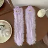Meias de Inverno Femininas em Fleece Coral, Modernas e Divertidas, Espessadas para Aquecimento, Adequadas para Dormir em Casa, Meias de Chão de Pelúcia