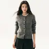 Cardigan de Tricô de Lã Cashmere Gola Redonda Trançado Novo Outono e Inverno Feminino Casaco Suéter Tripla Camada Espessado Quente Versátil Peça de Roupa Externa Tricô