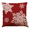 Amazon Temu Más Vendido Funda de Almohada de Algodón Estampada Roja Navideña Cojín para Sofá Cojín para Coche