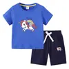 Nova Camiseta Infantil de Verão 2023 Roupa Infantil de Comércio Exterior ins Algodão Coreano Calça Curta Infantil Traje de Duas Peças