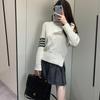 Suéter de Punto de Cuello Redondo Nuevo de Otoño e Invierno para Mujer Tb Suéter Casual Versátil Trenzado Acolchado Suéter Estilo Igual para Hombre y Mujer