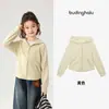 Roupa de Outono Pudding Haru para Meninas, Blusa com Capuz Infantil, Jaqueta Casual Listrada Infantil Novo Estilo Outono 2026